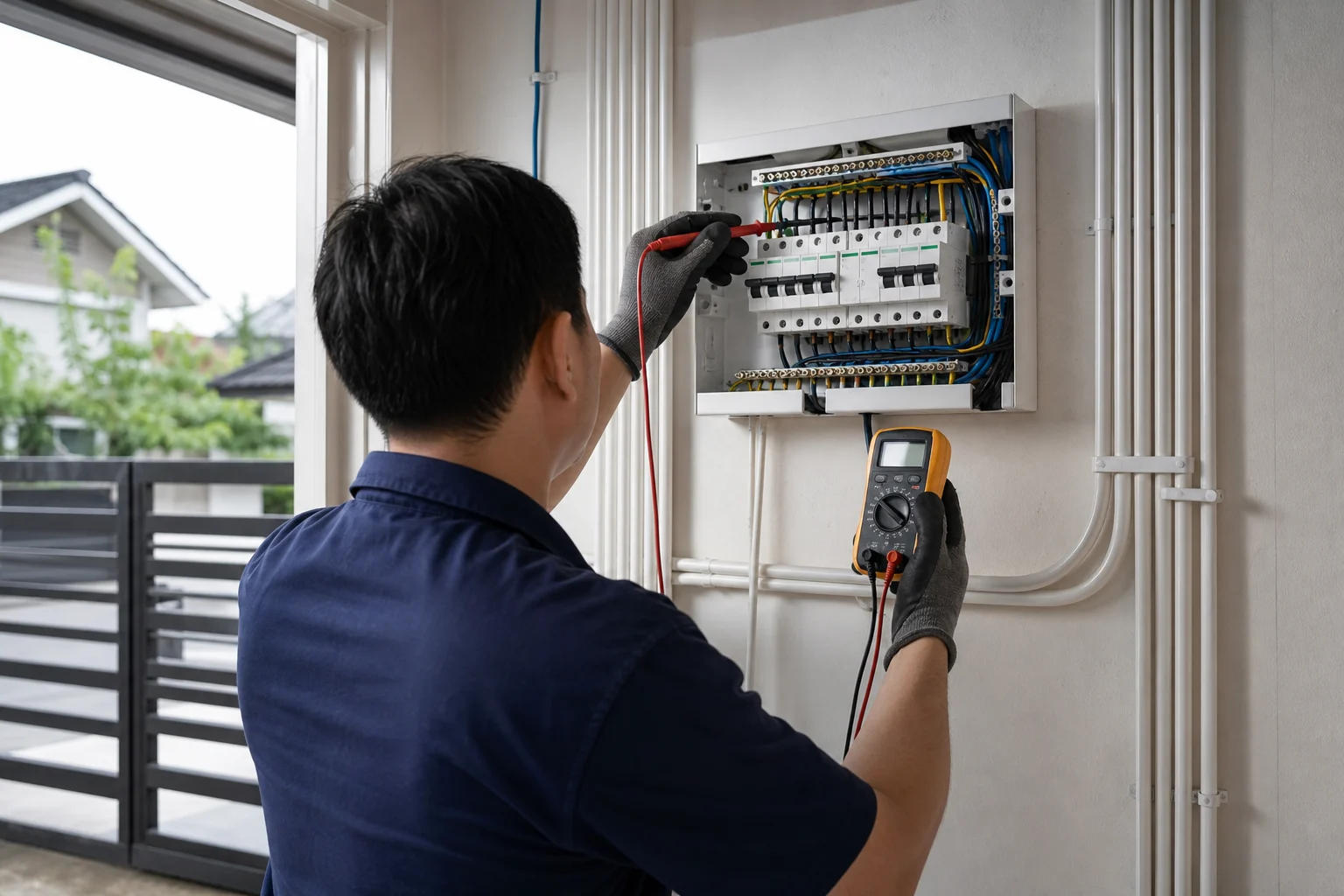 Kerja elektrik berkaitan renovasi, pencahayaan dan titik kuasa mengikut semakan tapak.
